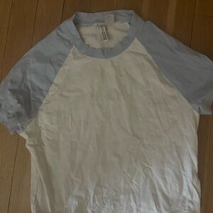 h&m blue white baseball/baby tee